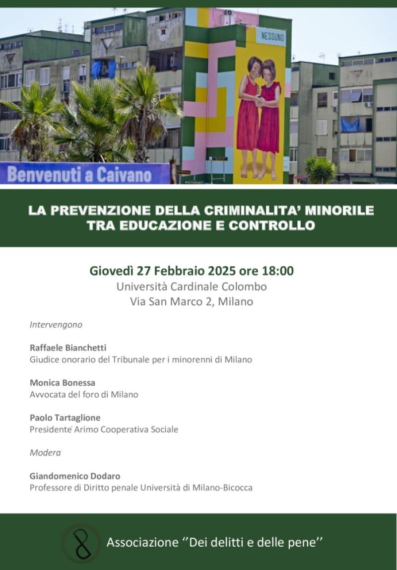 27 febbraio LOCANDINA La prevenzione della criminalità minorile 